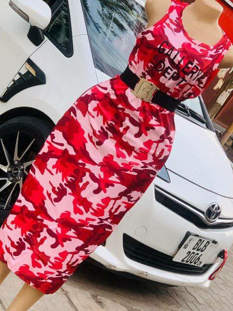 Dress red-pink, abstract print