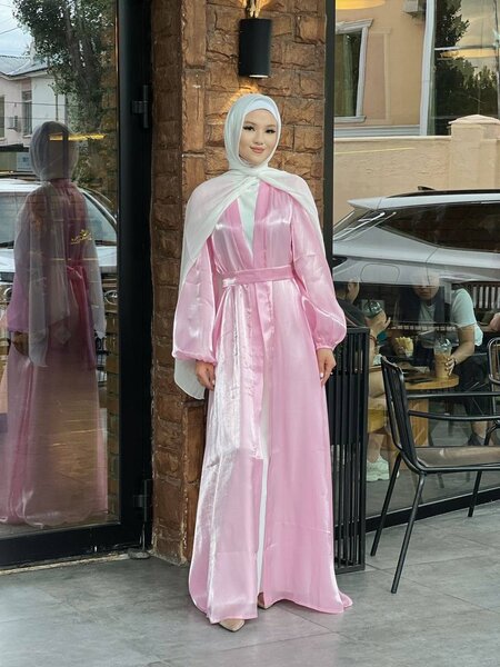 Абайка из дубайской органзы с шелковой сорочкой