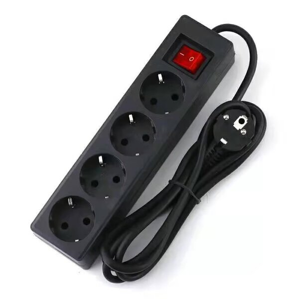 Black Power Strip 4 Outlets