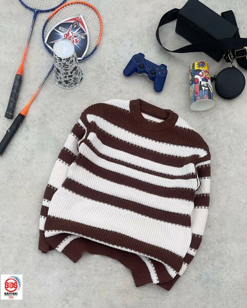 Pull rayé en tricot chaud