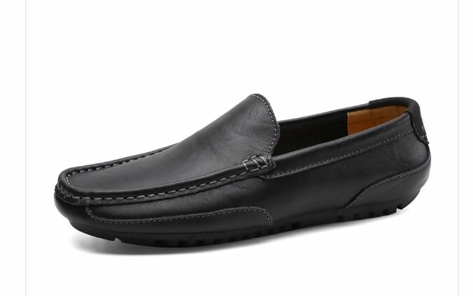 Mocassins en cuir noir homme
