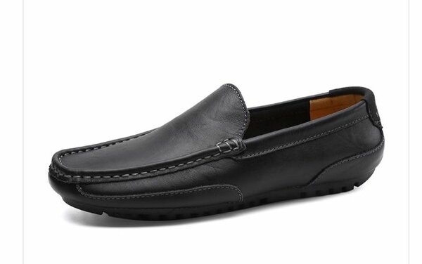 Mocassins en cuir noir homme