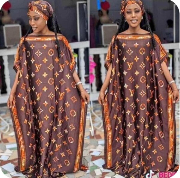 Ladies silky dress with scarf