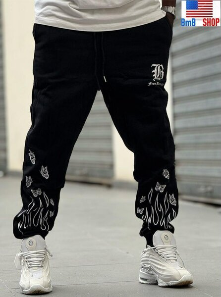 Jogging noir flamme streetwear