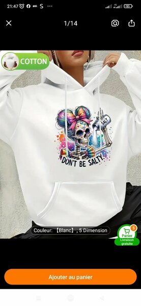 Sweat à Capuche Imprimé Crâne