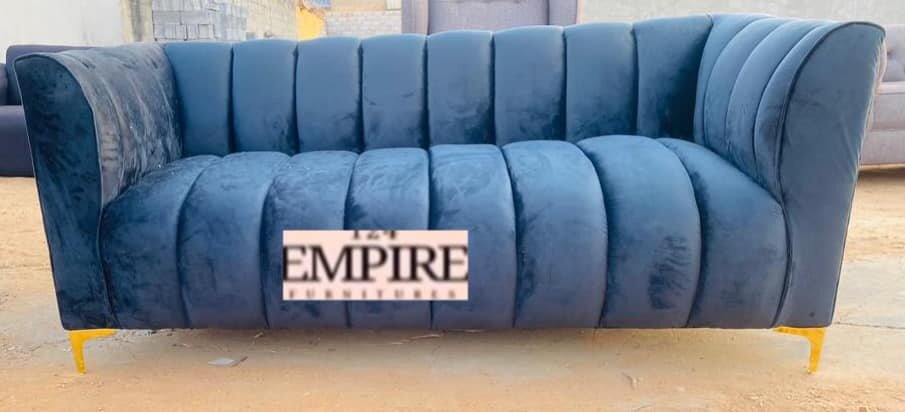 Sofa with blue upholstery
