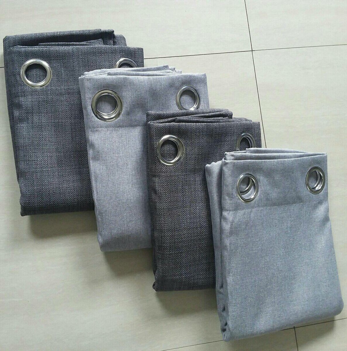 2 drops of curtains gray and light gray