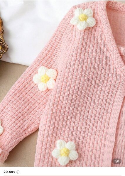 Gilet et Robe Tricot Fleurs Enfant