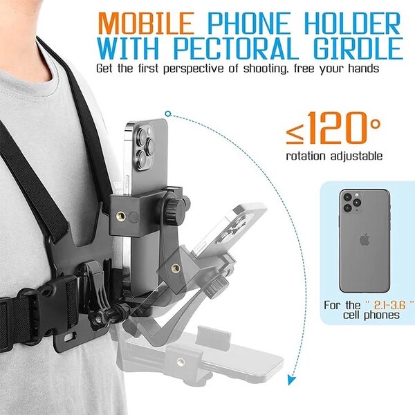 Phone & camera holder chest strap