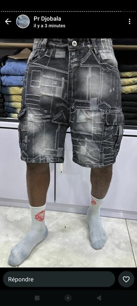 Short jeans homme cargo délavé