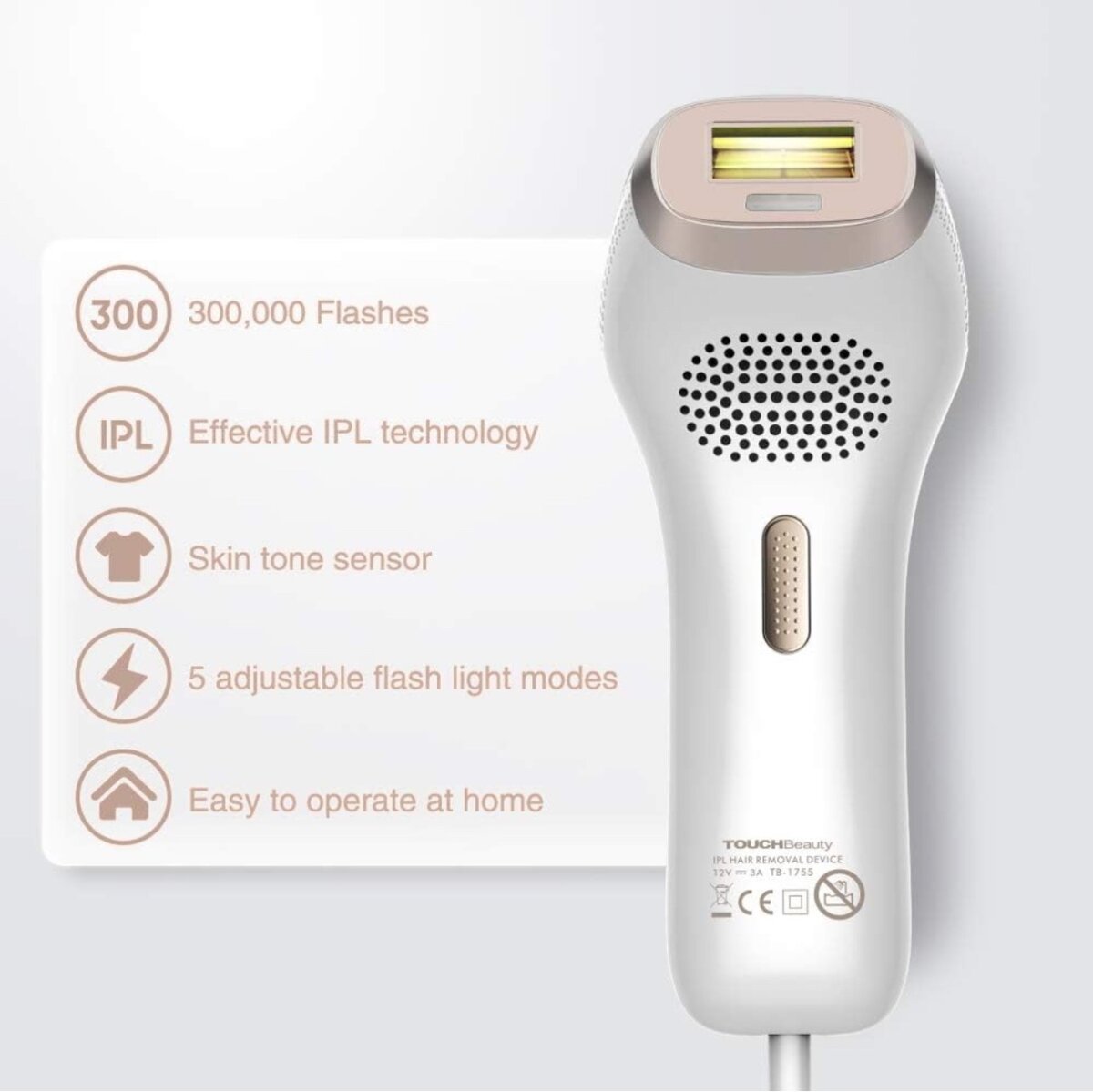 IPL Hair Removal Device TOUCHBeauty Light-Based Hair Removal