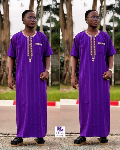 Chemise africaine violette pour homme