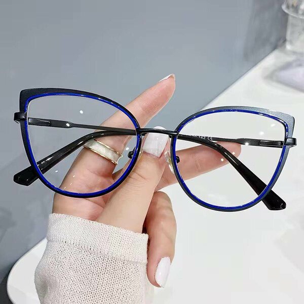 Lunettes de Mode Bleu et Or