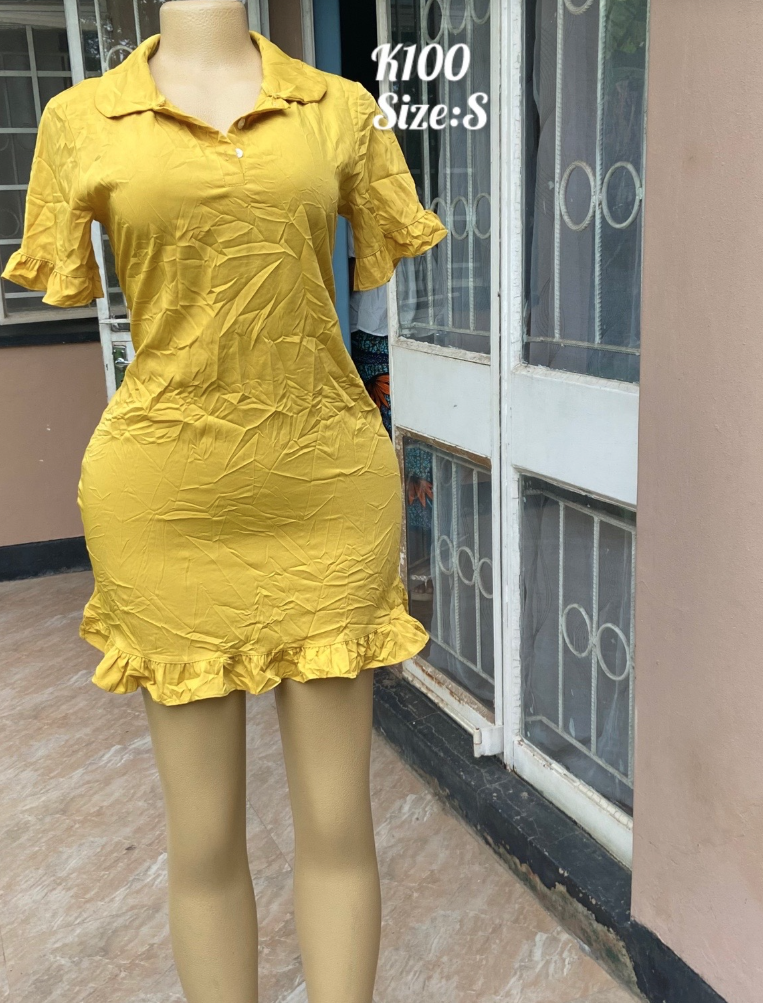Elegant women's dress size M yellow