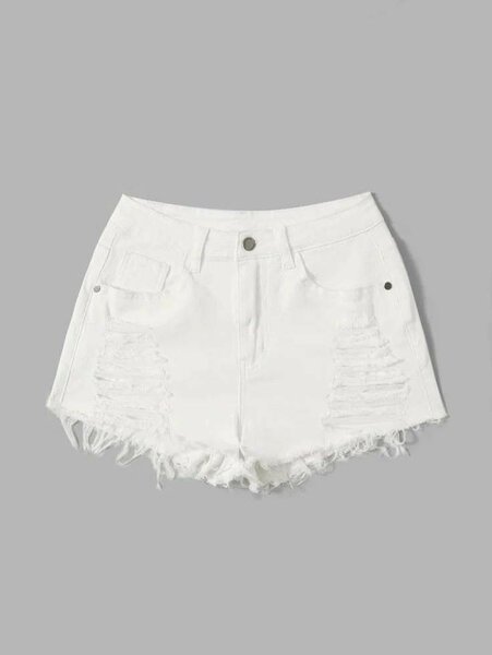 Shorts en jean blanc déchiré