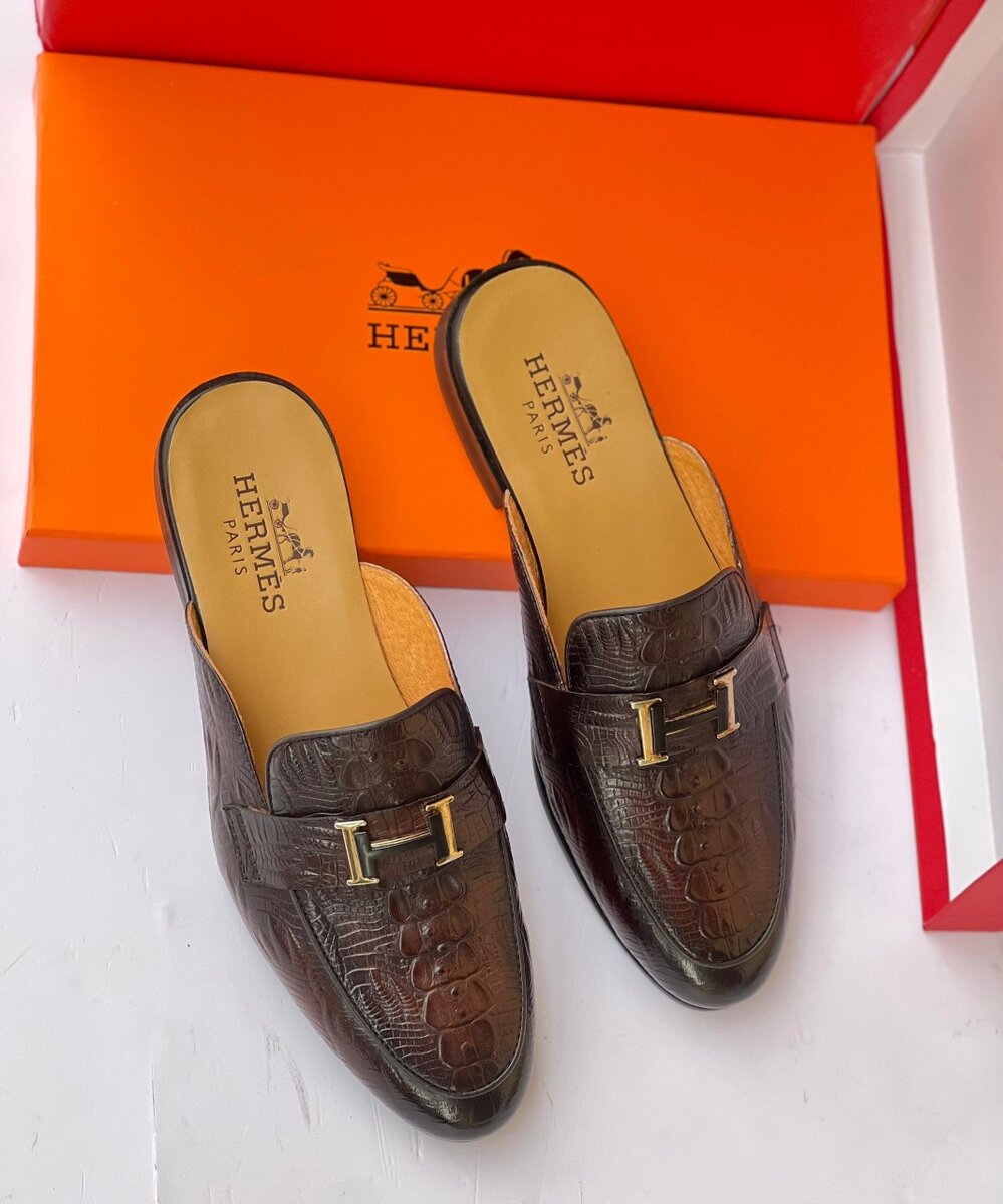 HERMES HALF SHOE COFFEE