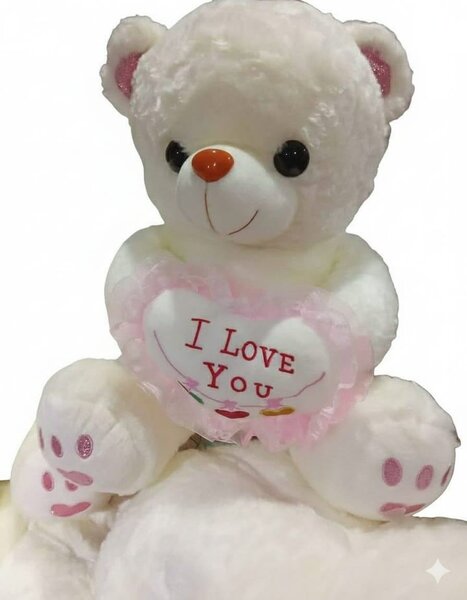 Ours en peluche blanc 'I Love You'