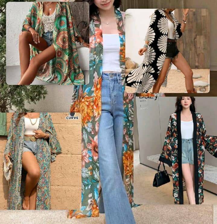 Kimono long fleuri boho chic