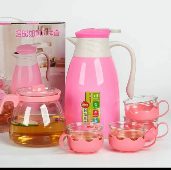 Service à thé isotherme coloré 6 pièces