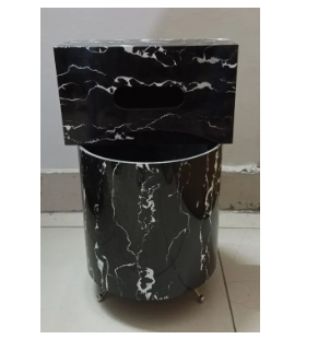 PVC Sheet Tiles Color Wooden Round Dust Bin Set