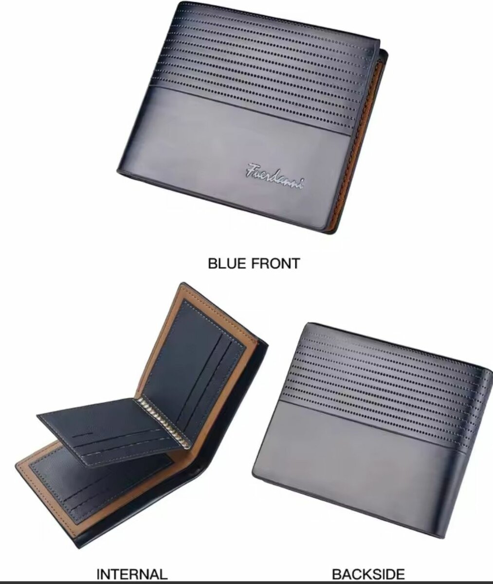 Portefeuille d'affaires en cuir PU pour homme bleu nuit