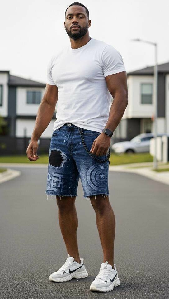 Shorts en jean décontractés hommes