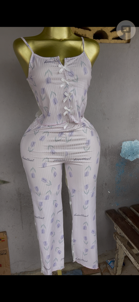 Pyjama léger à imprimé plumes