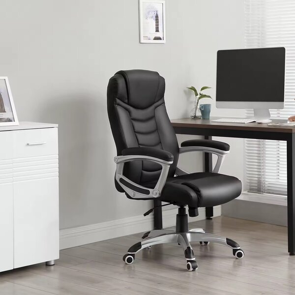 Chaise de bureau ergonomique en cuir noir