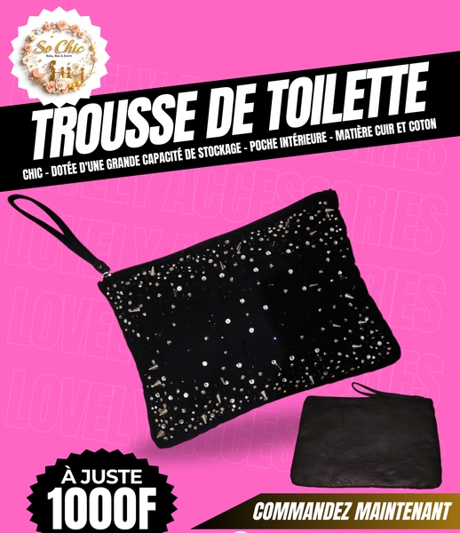 Trousse de toilette noire pailletée So Chic
