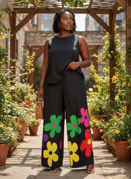 Pantalon fleuri ample femme
