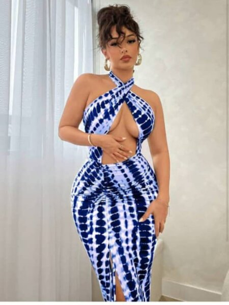 Robe élégante à motif bleu