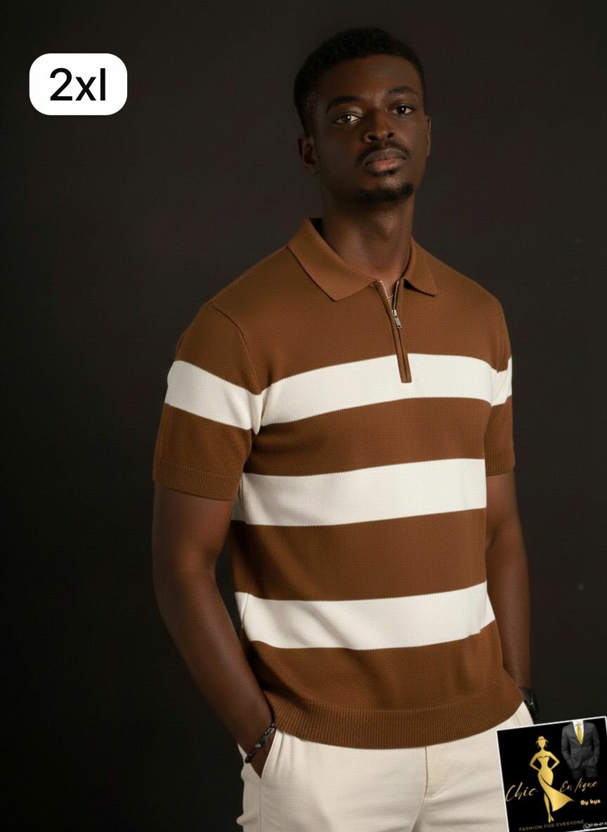 Polo à Rayures Homme 2XL