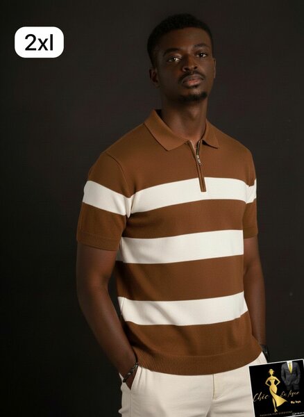 Polo à Rayures Homme 2XL