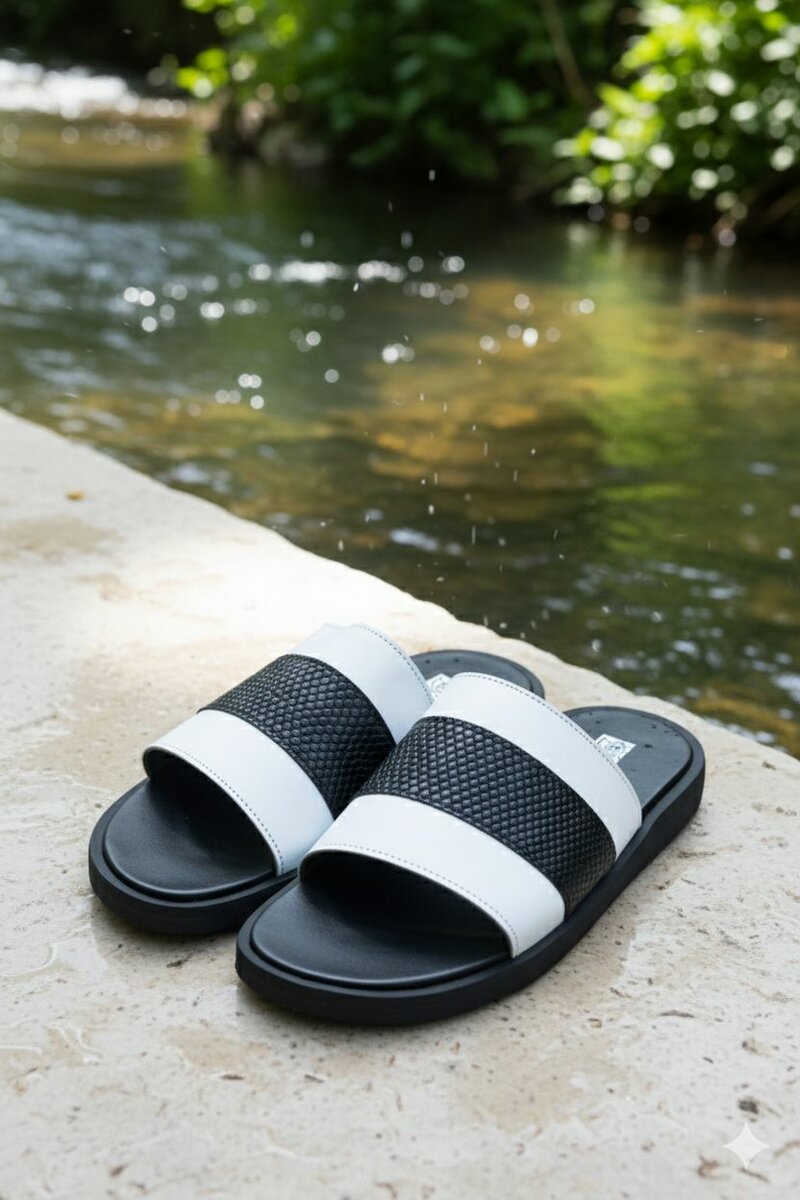 Sandales de plage noires et blanches