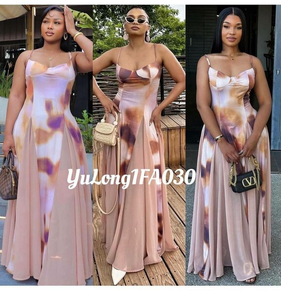 Robe longue élégante multicolore