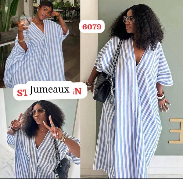 Robe Tunique Rayée Bleu-Blanc