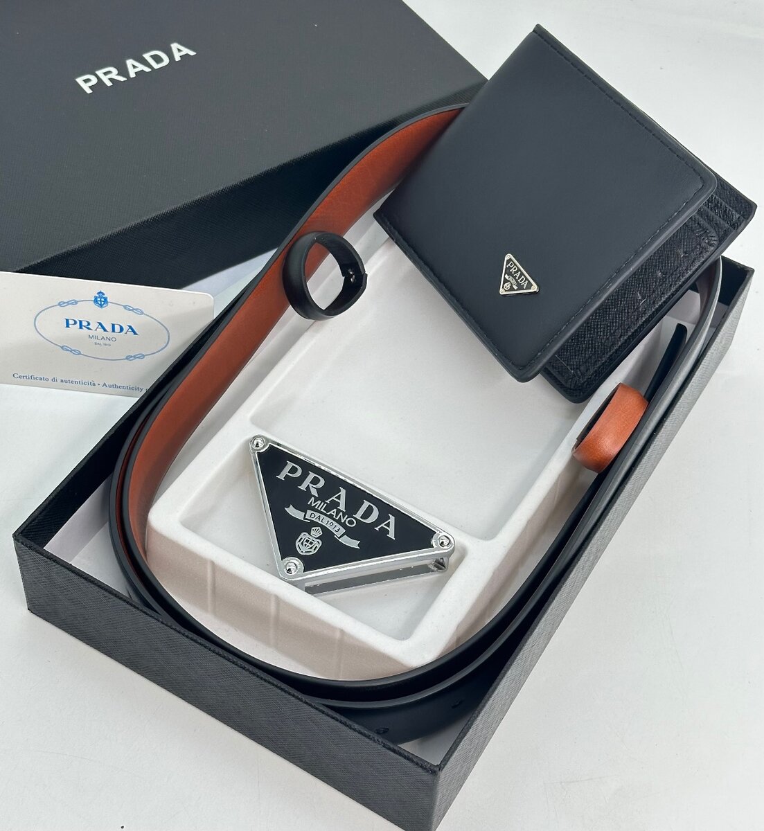 Prada Milano belt and wallet