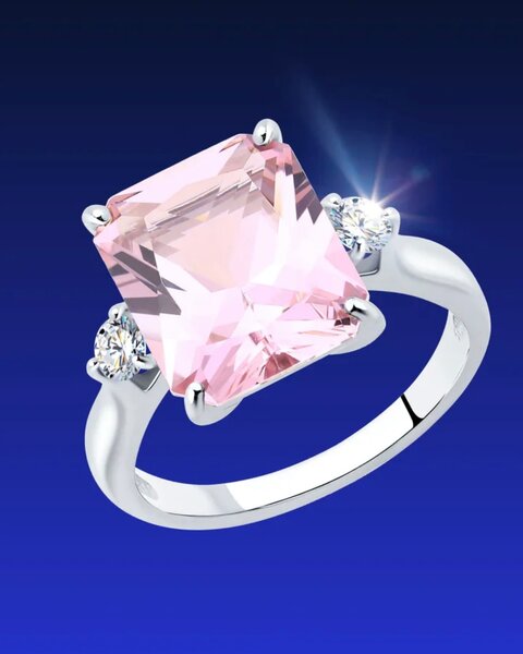 Bague argent avec sital rose