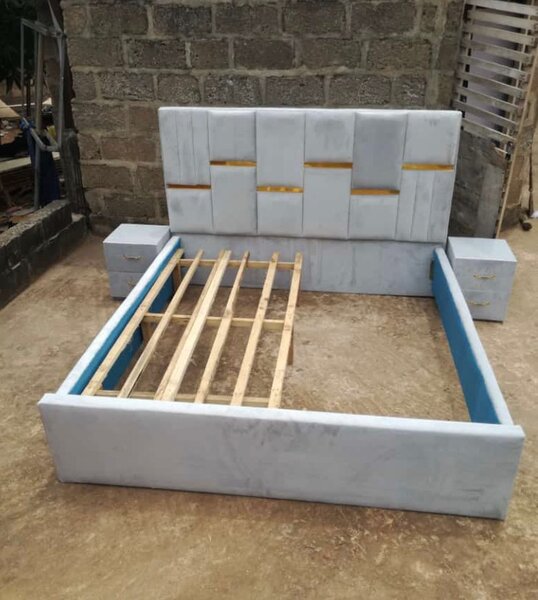 Double bed with two sides cabinets