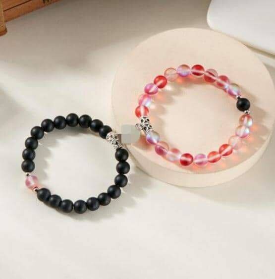 Bracelets élégants en perles noir et rouge