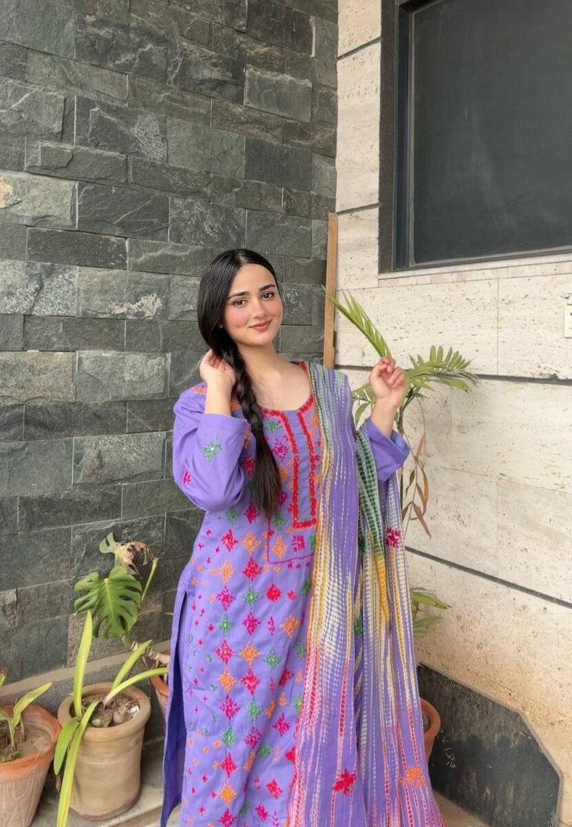 Lawn Handamde Afghani Tanka Mirror Work Gala & Botti Jaal