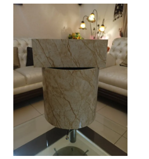 PVC Sheet Tiles Color Wooden Round Dust Bin Set