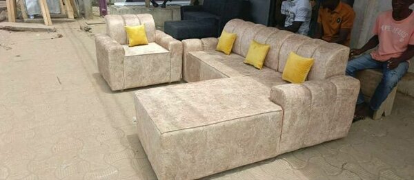 Canapé d'angle beige confort