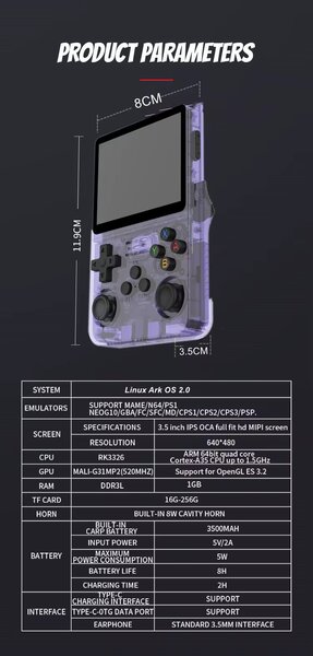 Console de jeu portable R36S Linux Ark OS