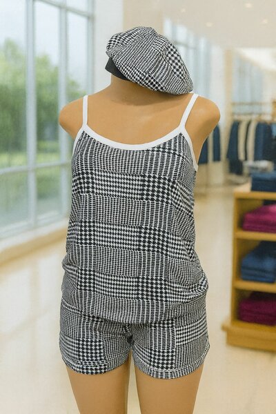 Pyjama court en coton avec bonnet