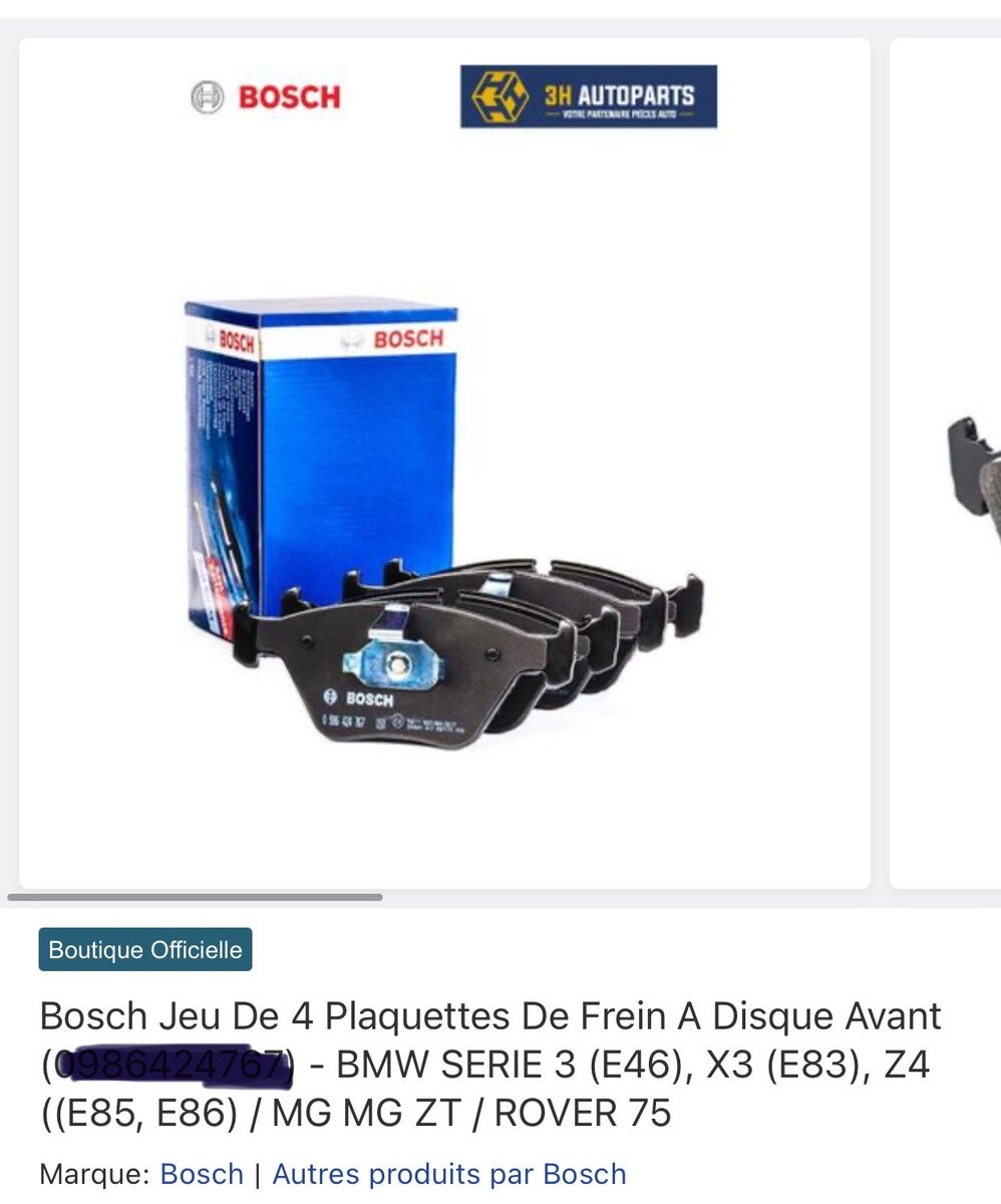Bosch Jeu De 4 Plaquettes De F