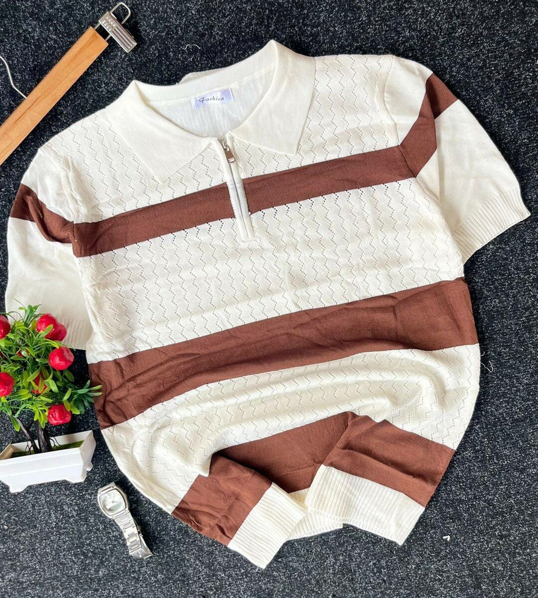 Polo à Rayures en Coton