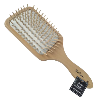 Italian Wooden Hair Brush With Wooden Bristle Without Tips Large Wide Hairbrush Air Cusion Brush - WB0747R (25 x 8.5cm)
