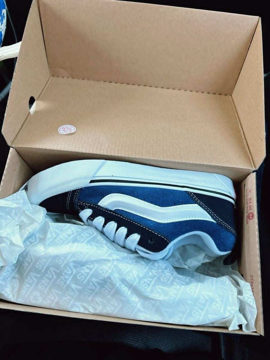 Baskets basses bleues et blanches