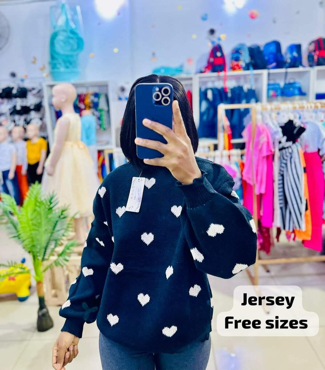 Women's sweater knitted, with hearts, oversize